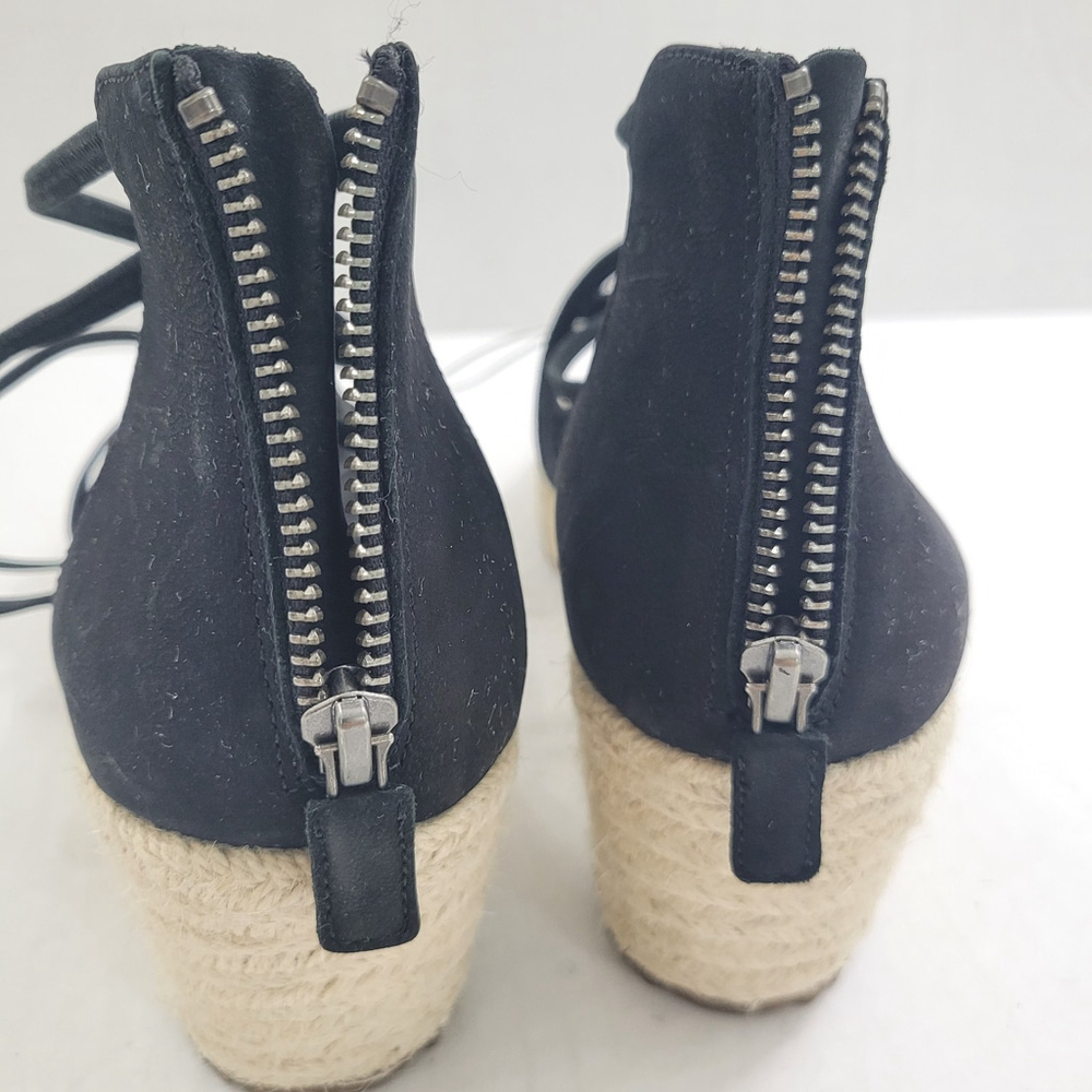 NEW Eileen Fisher Wanda Black Tumbled Nubuck Espadrille Wedge Sandal, Size 11 - Picture 10 of 11